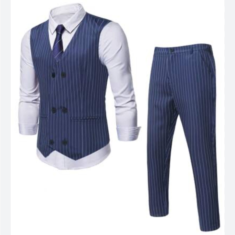 SHEIN Manifinity Mode Men Plus Striped Double Breasted Vest